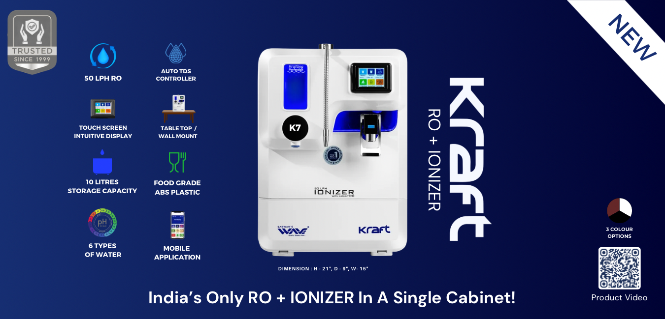 Kraft RO + Ionizer – India's only RO + Ionizer in a single cabinet